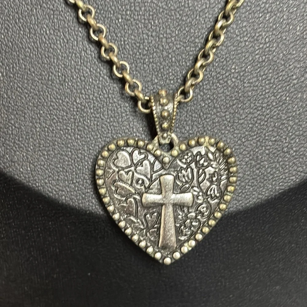 Hallmark Faith Love Cross Stainless Steel Embossed Chain Necklace